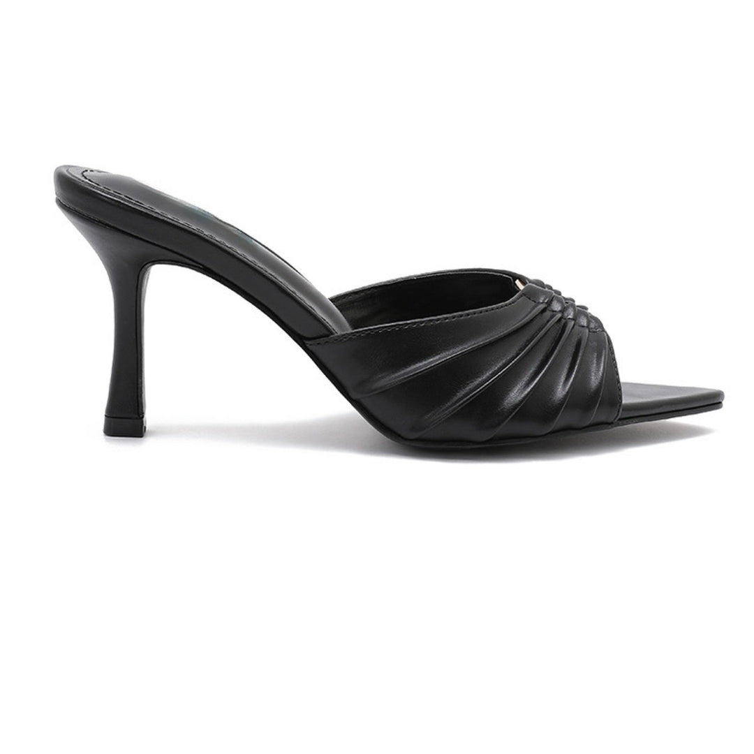 Yvette | Mules pointues noires à talon aiguille