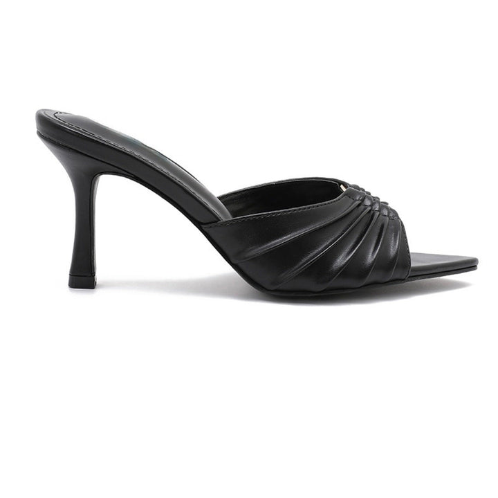 Yvette | Mules pointues noires à talon aiguille