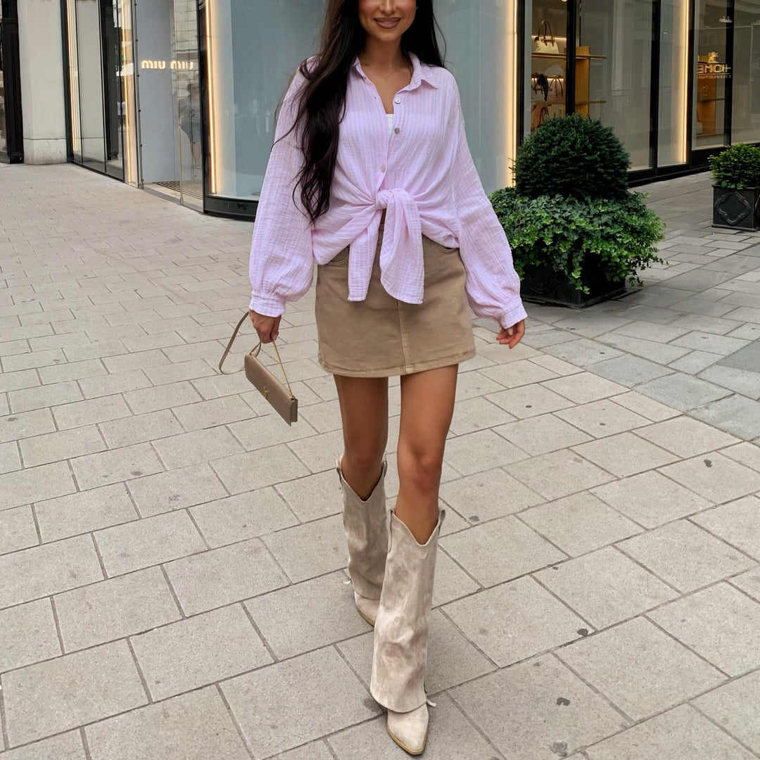 Faustine | Bottes western hautes beiges