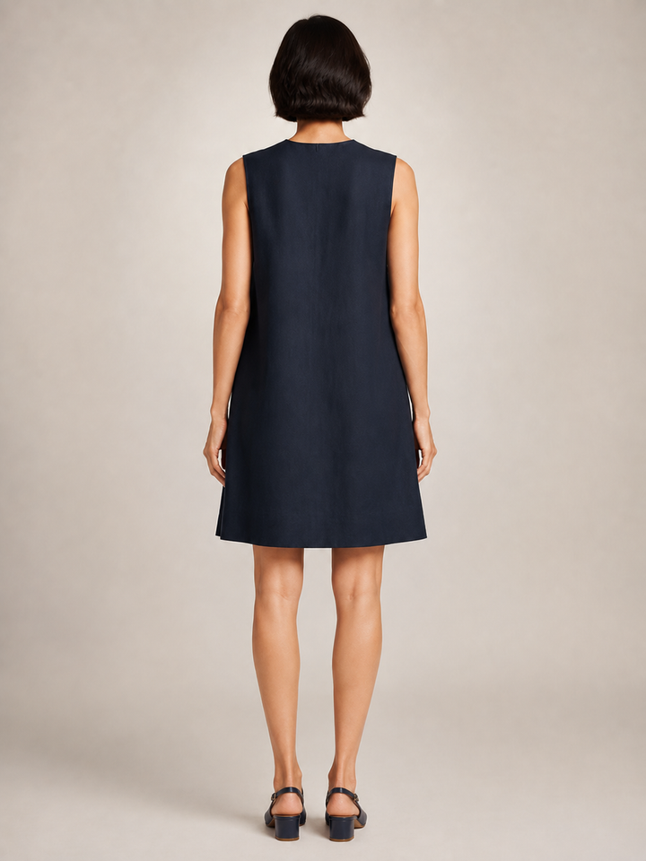 Inès | Robe courte sans manches à boutons asymétriques