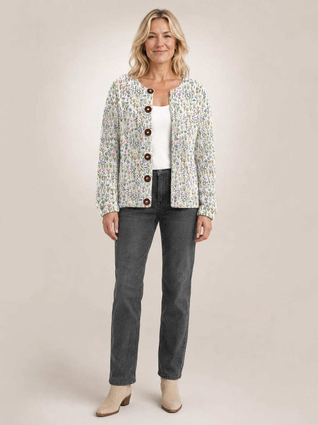 Ivadelle | Cardigan fleuri vintage en maille