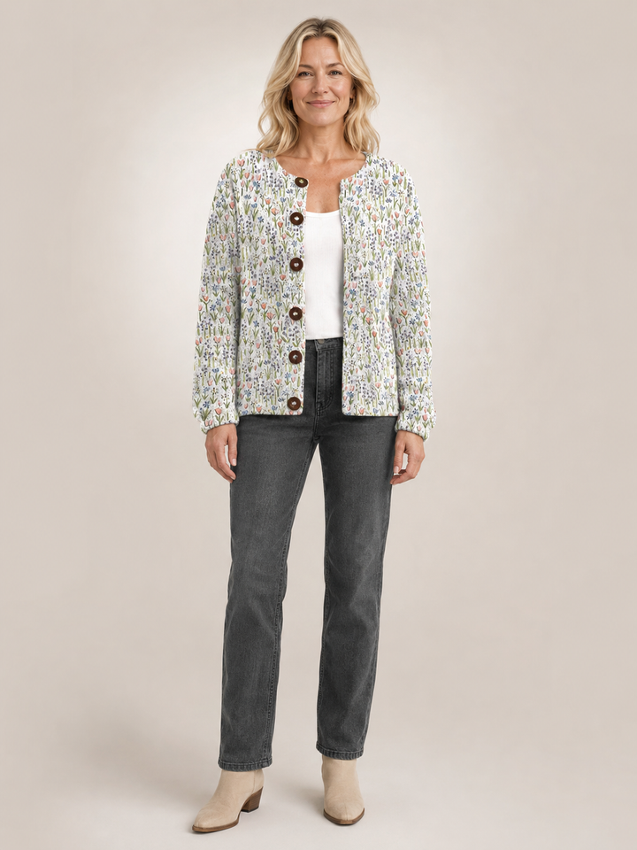 Ivadelle | Cardigan fleuri vintage en maille