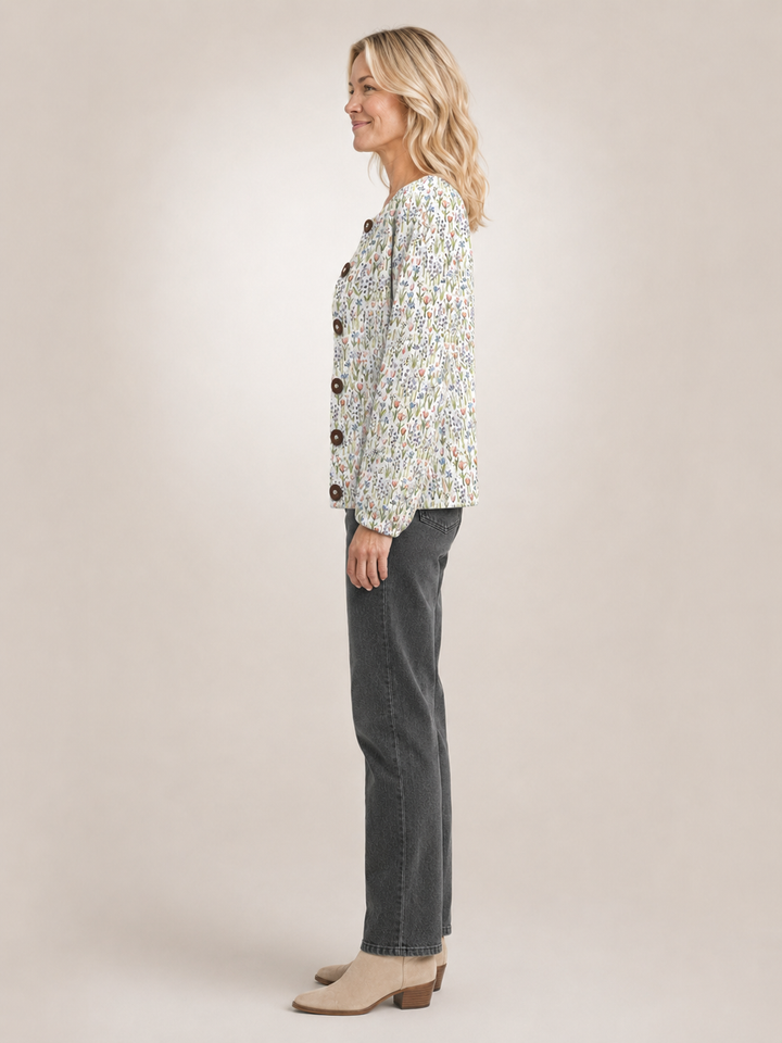 Ivadelle | Cardigan fleuri vintage en maille