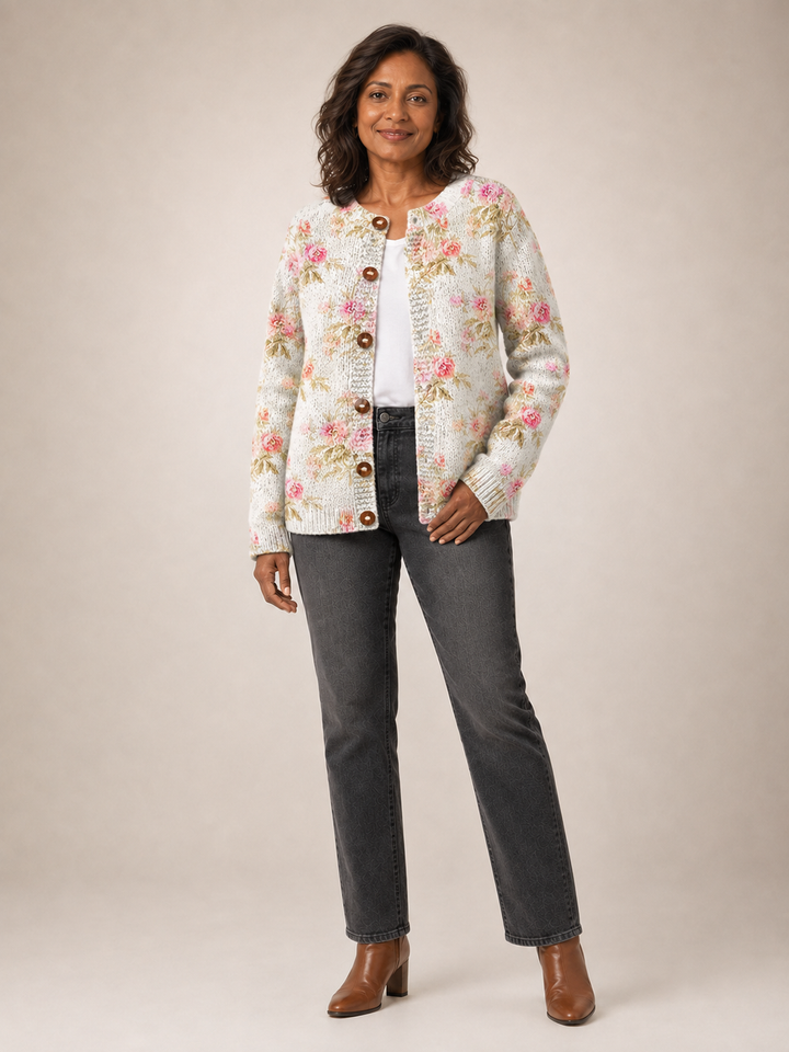 Kerensa | Cardigan fleuri vintage en maille