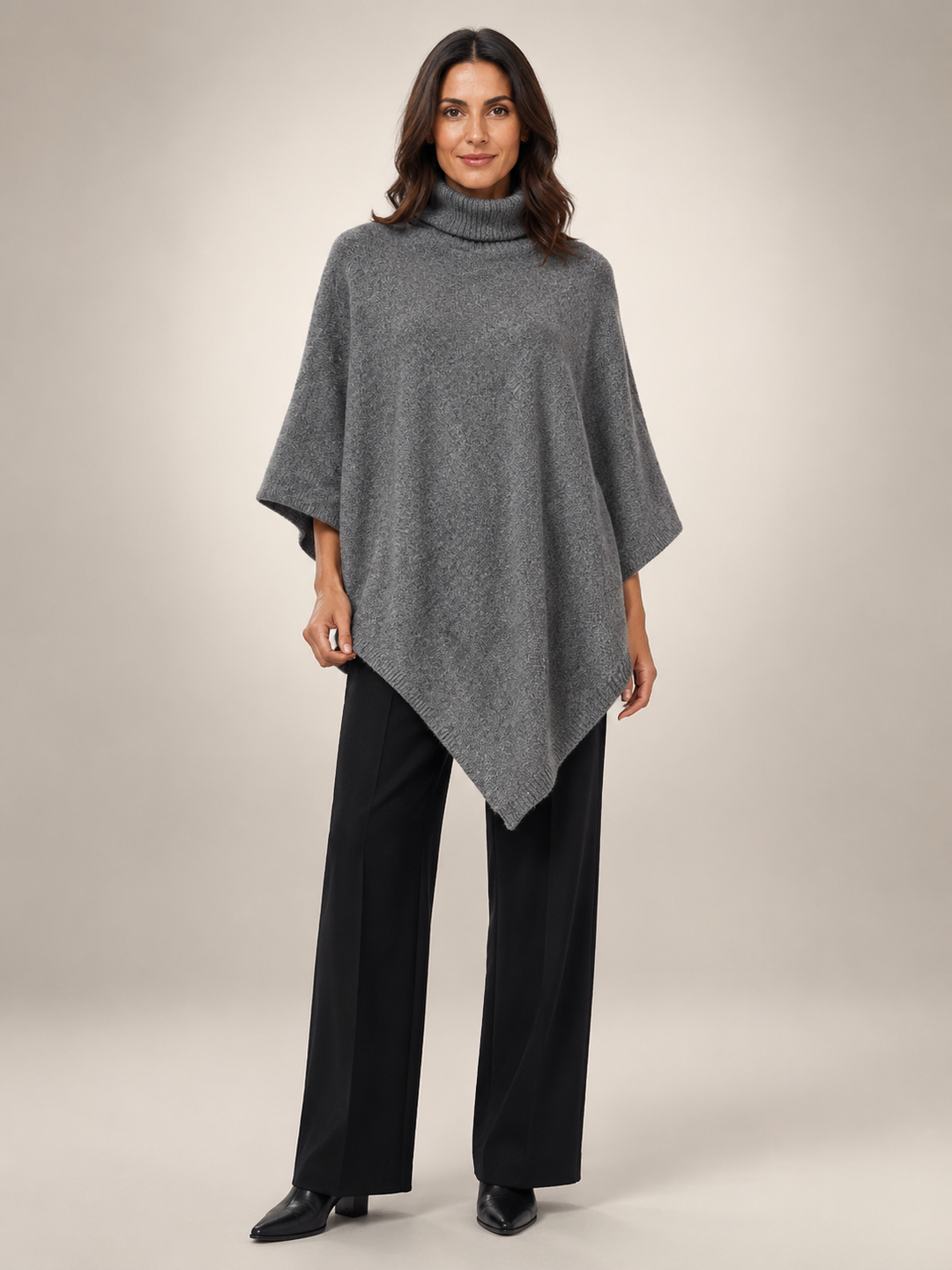 Léonie | Poncho asymétrique col roulé