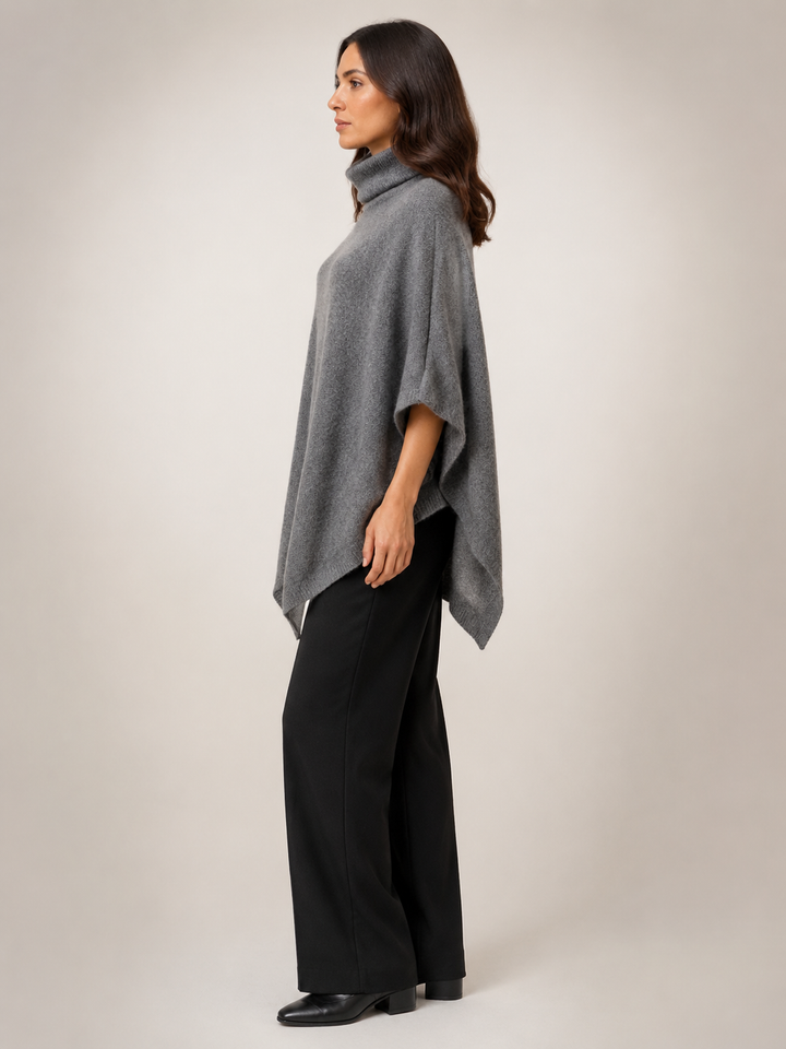 Léonie | Poncho asymétrique col roulé