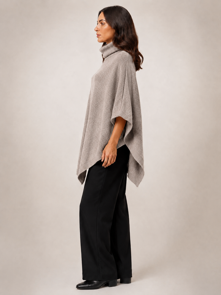 Léonie | Poncho asymétrique col roulé