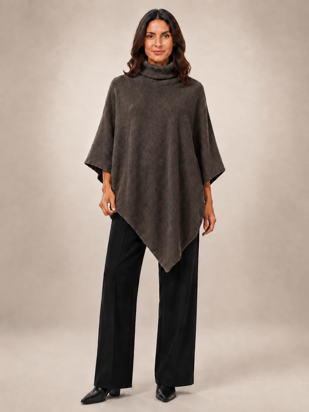 Léonie | Poncho asymétrique col roulé