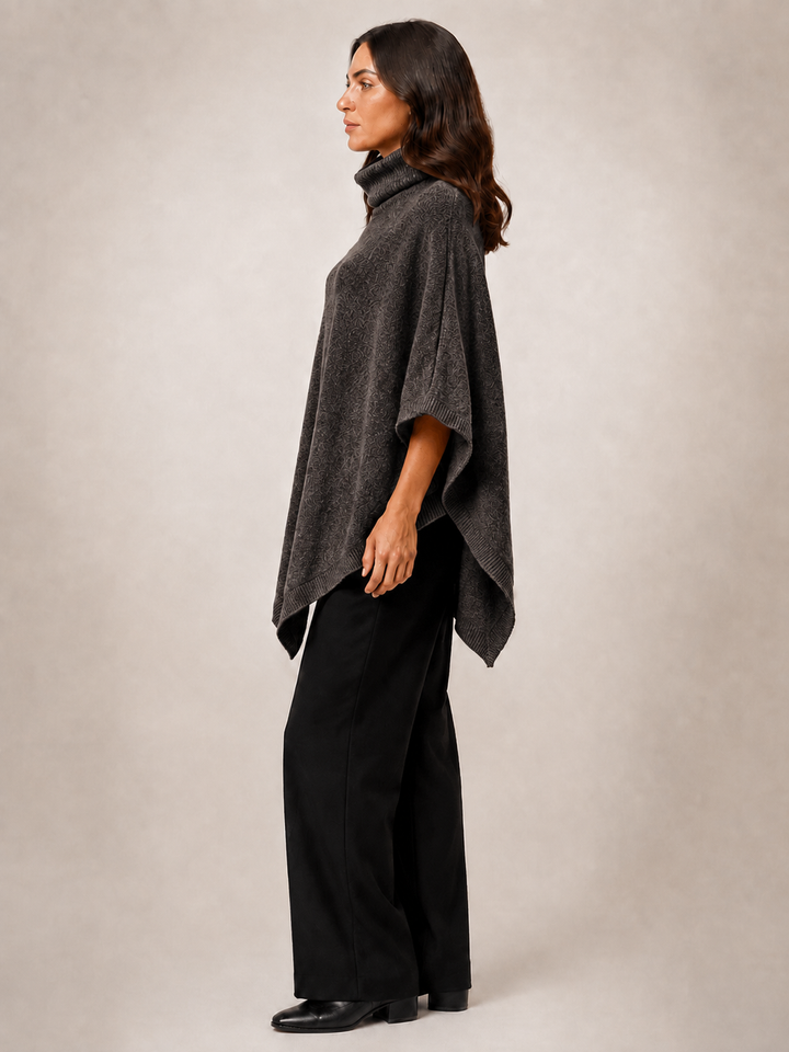 Léonie | Poncho asymétrique col roulé