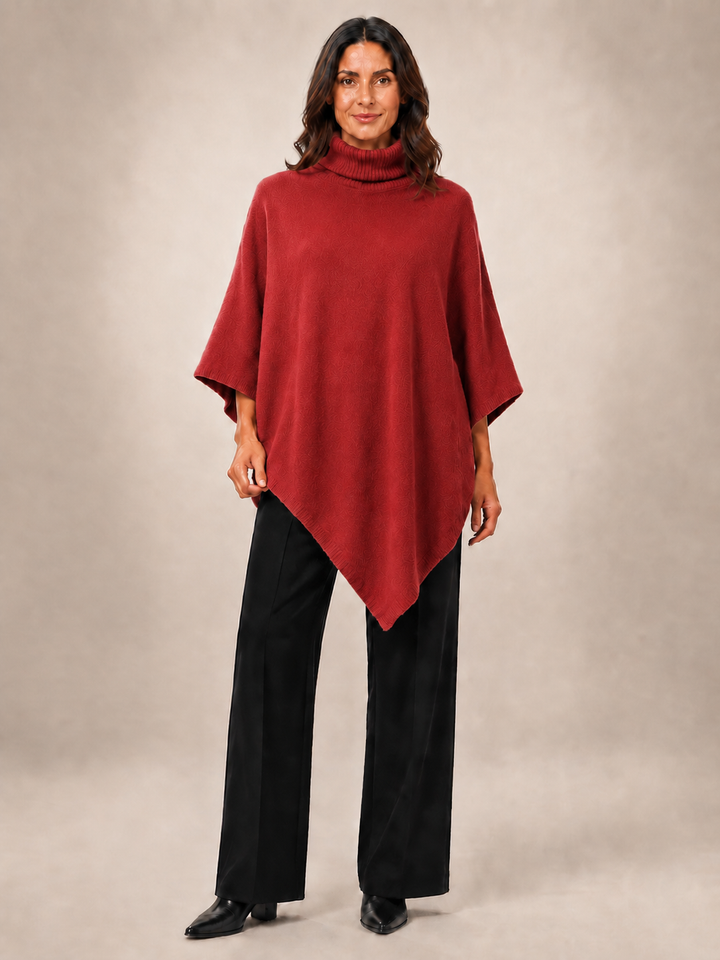 Léonie | Poncho asymétrique col roulé