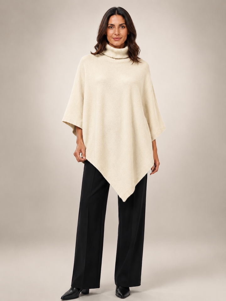 Léonie | Poncho asymétrique col roulé