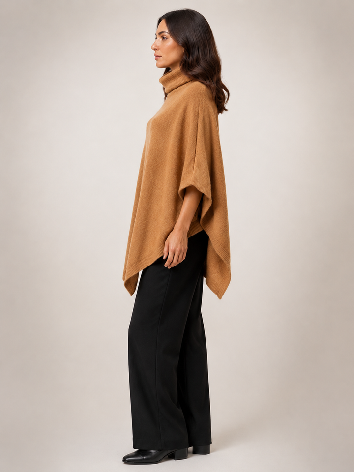 Léonie | Poncho asymétrique col roulé