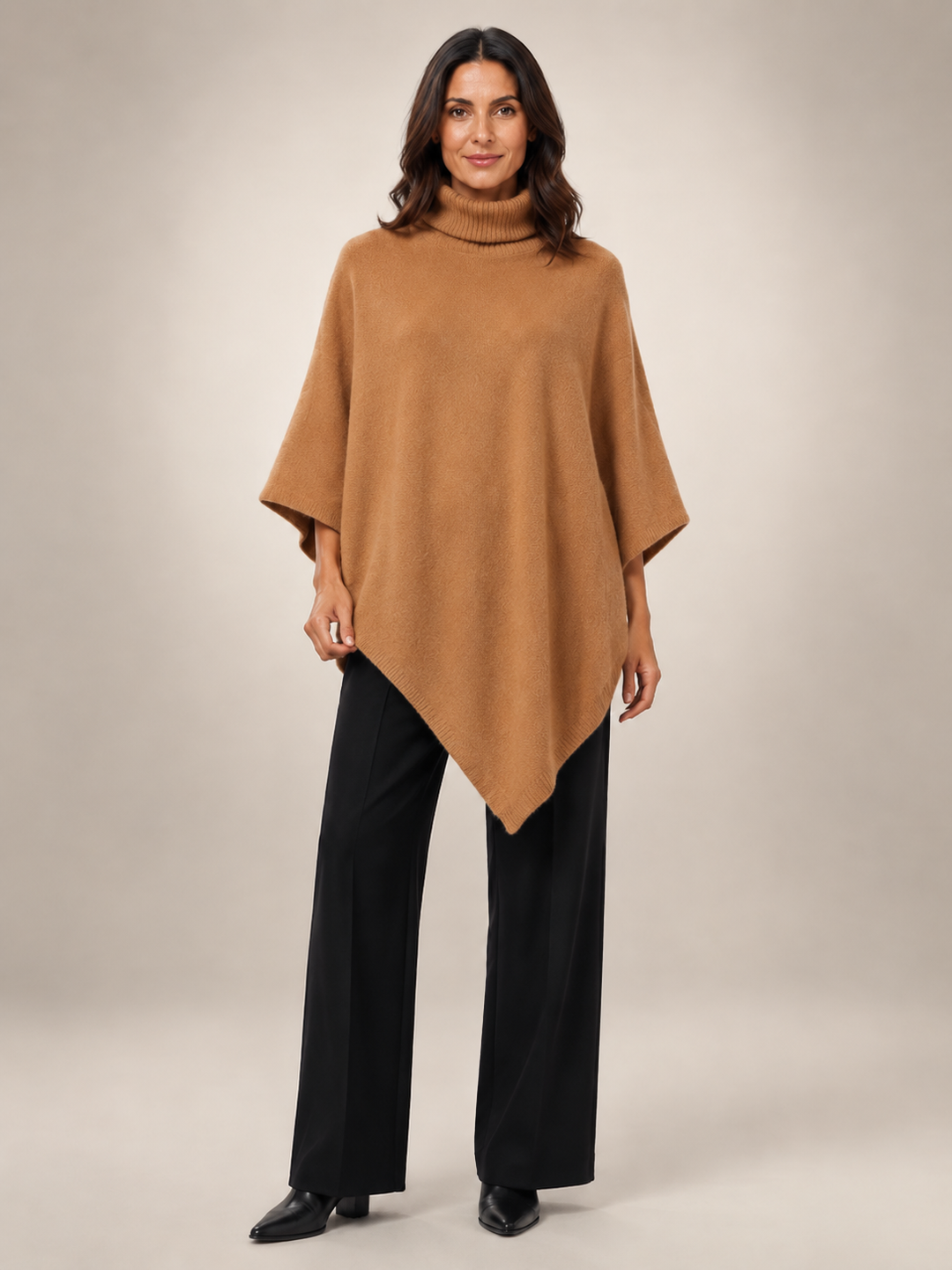 Léonie | Poncho asymétrique col roulé