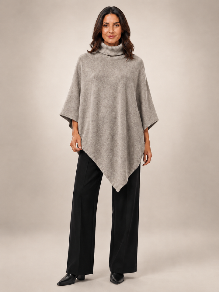 Léonie | Poncho asymétrique col roulé