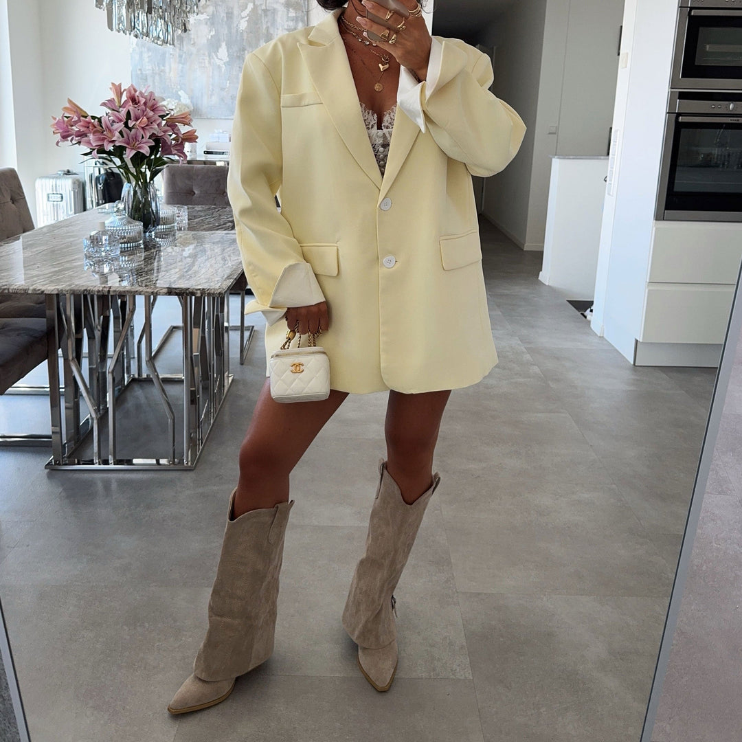 Faustine | Bottes western hautes beiges