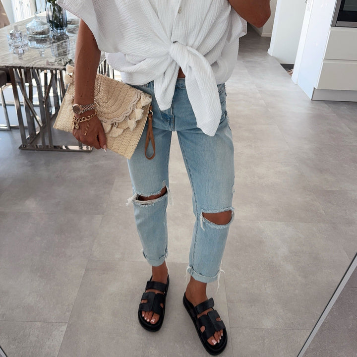 Odile | Mules noires à brides réglables