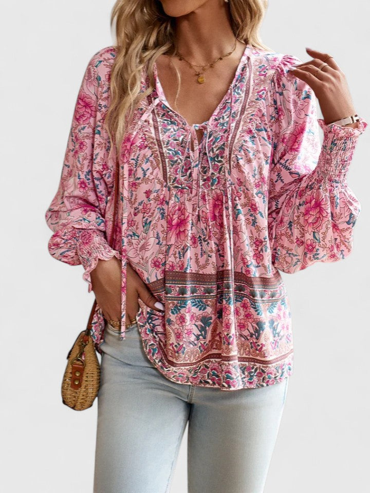 Anaïse | Blouse bohème à manches ballon — Rose