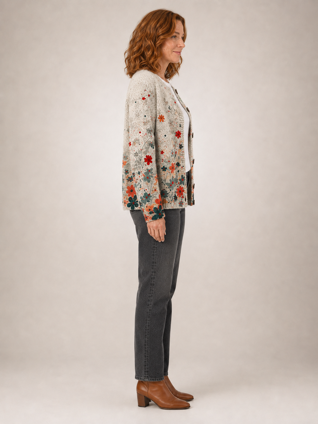 Sabrina | Cardigan fleuri vintage en maille