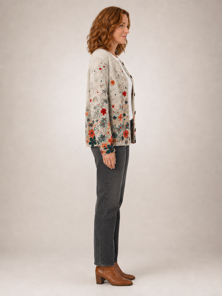 Sabrina | Cardigan fleuri vintage en maille