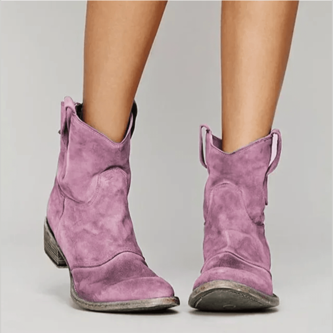 Loïse | Bottines western en suédine — Rose