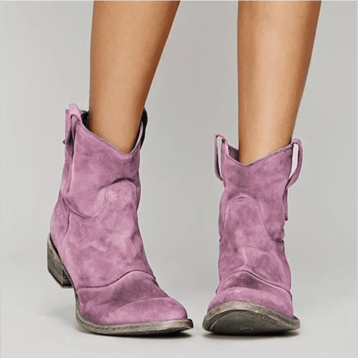 Loïse | Bottines western en suédine — Rose