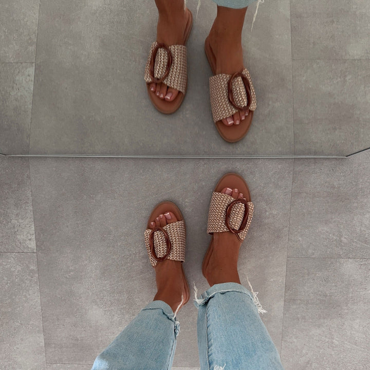 Lydie | Mules marron à bride décorative