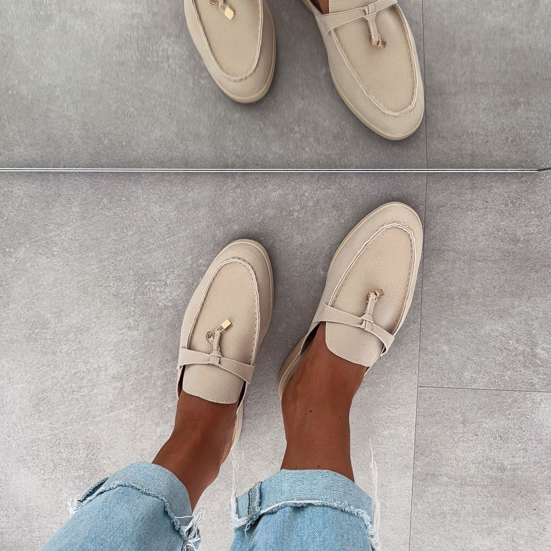 Coralie | Mules mocassins beiges