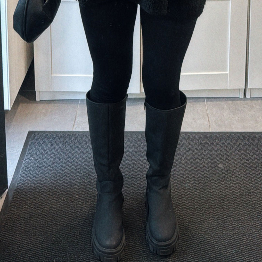 Henriette | Bottes hautes noires à semelle épaisse