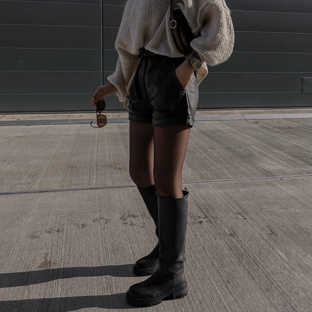 Henriette | Bottes hautes noires à semelle épaisse