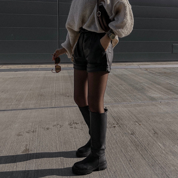 Henriette | Bottes hautes noires à semelle épaisse