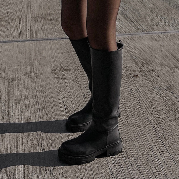 Henriette | Bottes hautes noires à semelle épaisse