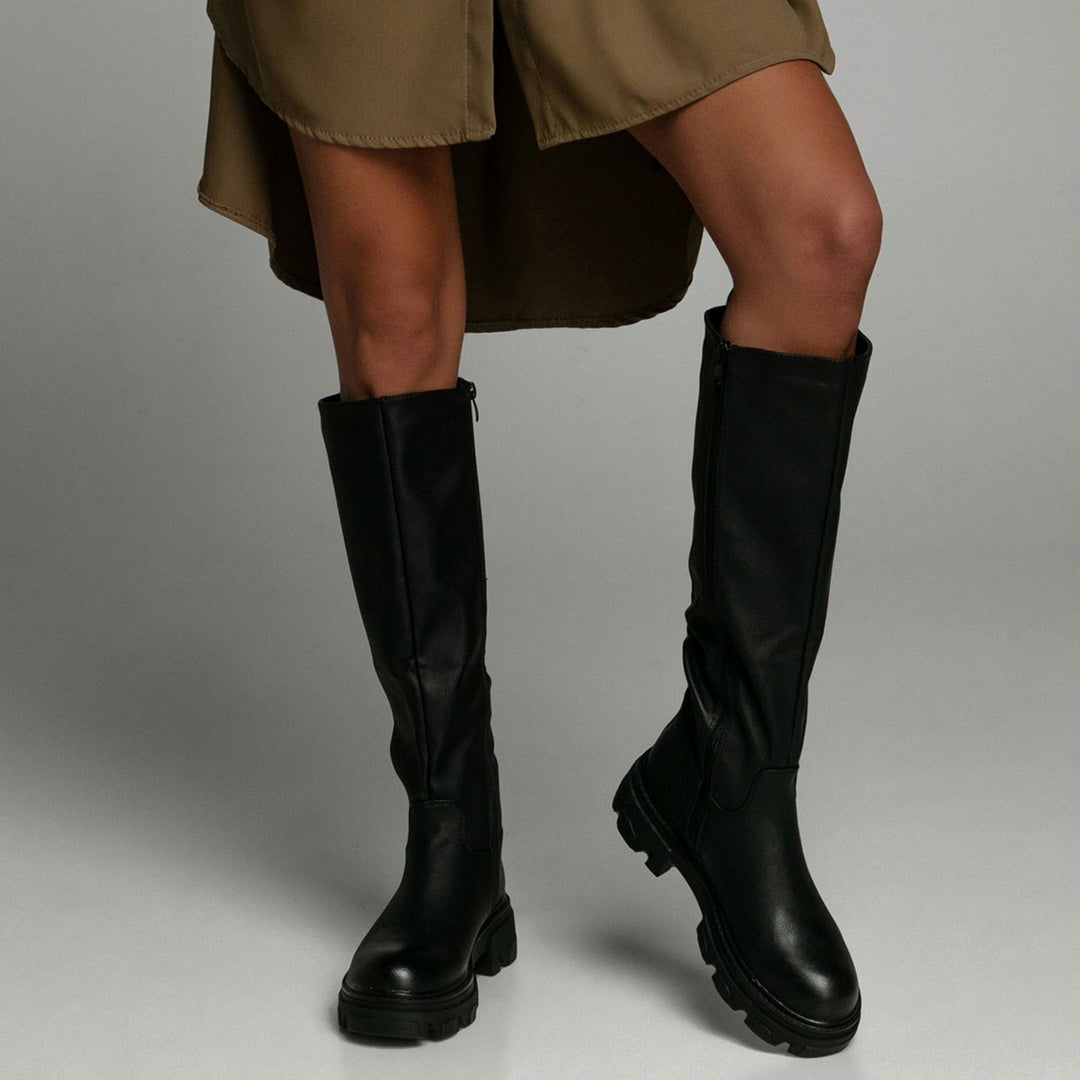 Henriette | Bottes hautes noires à semelle épaisse