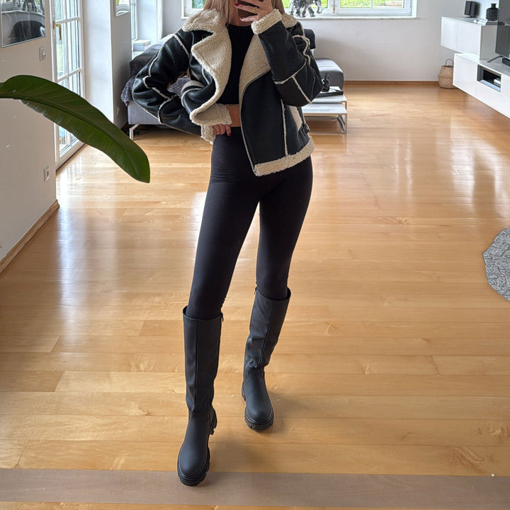 Henriette | Bottes hautes noires à semelle épaisse