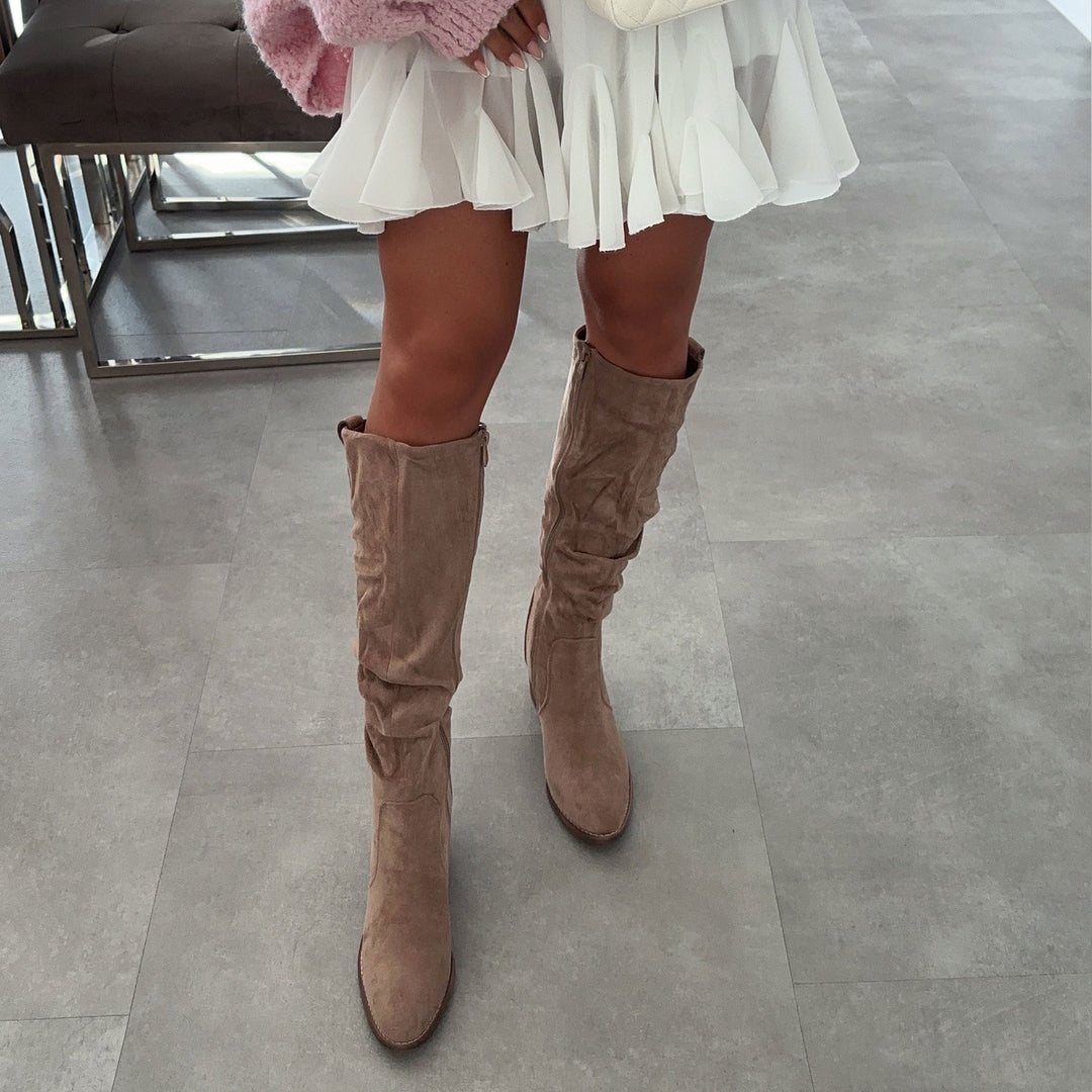 Suzanne | Bottes hautes élégantes à tige froncée