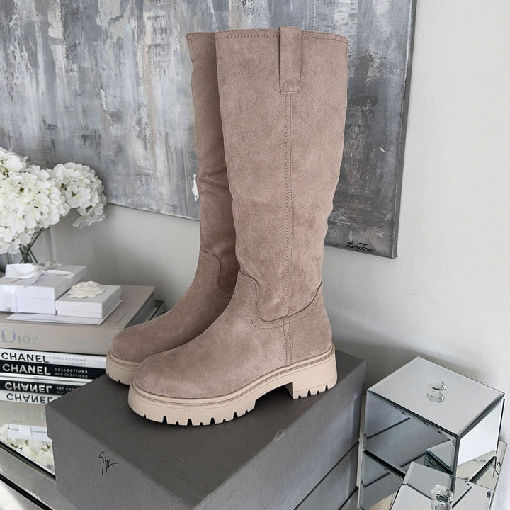Roseline | Bottes hautes beiges à semelle épaisse