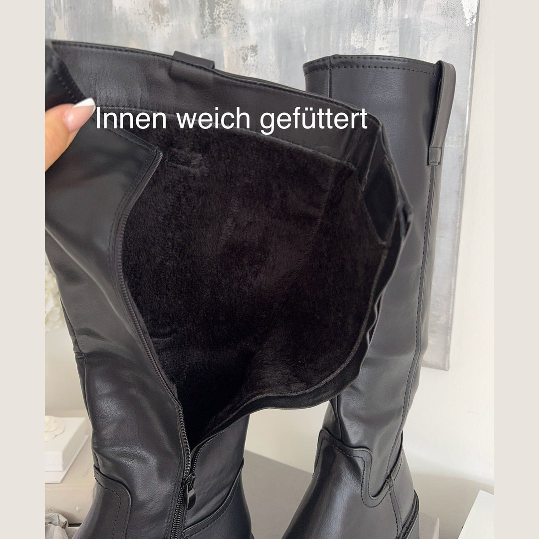 Véronique | Bottes hautes noires à semelle épaisse