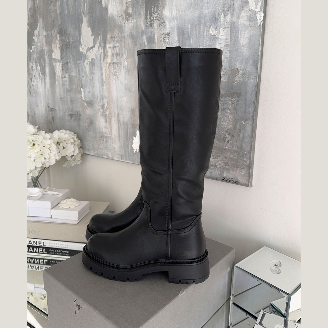 Véronique | Bottes hautes noires à semelle épaisse