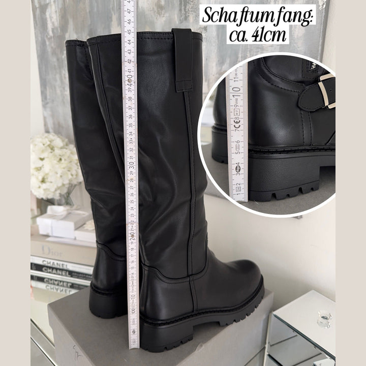 Véronique | Bottes hautes noires à semelle épaisse