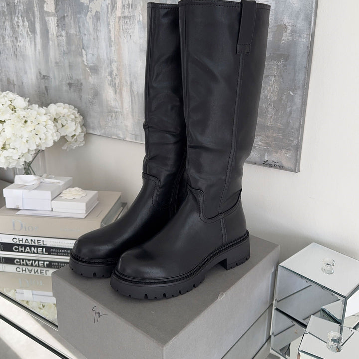 Véronique | Bottes hautes noires à semelle épaisse