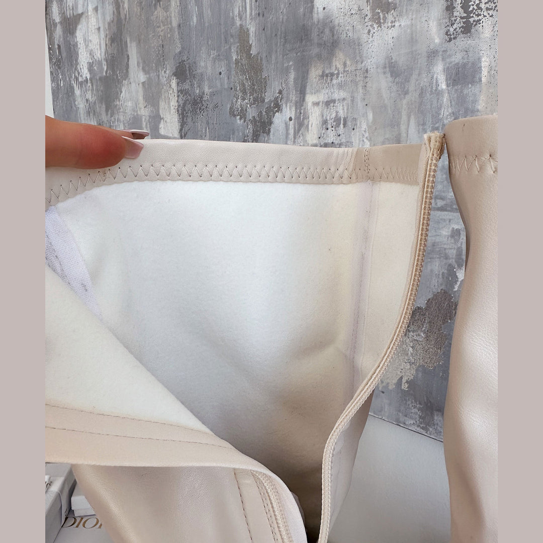 Bettina | Bottes hautes beiges à plateforme