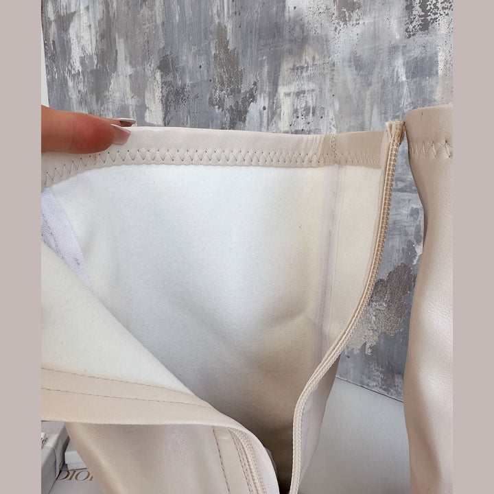 Bettina | Bottes hautes beiges à plateforme
