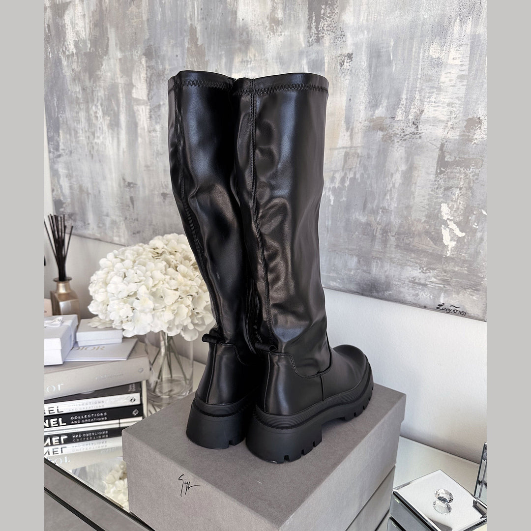 Clarisse | Bottes hautes noires à plateforme
