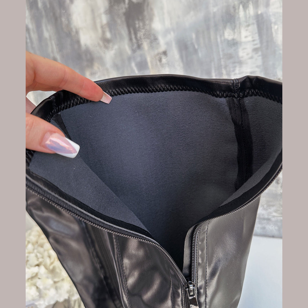 Clarisse | Bottes hautes noires à plateforme
