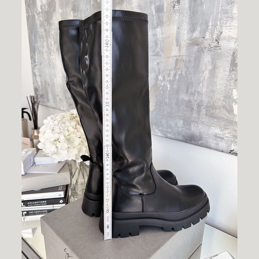 Clarisse | Bottes hautes noires à plateforme