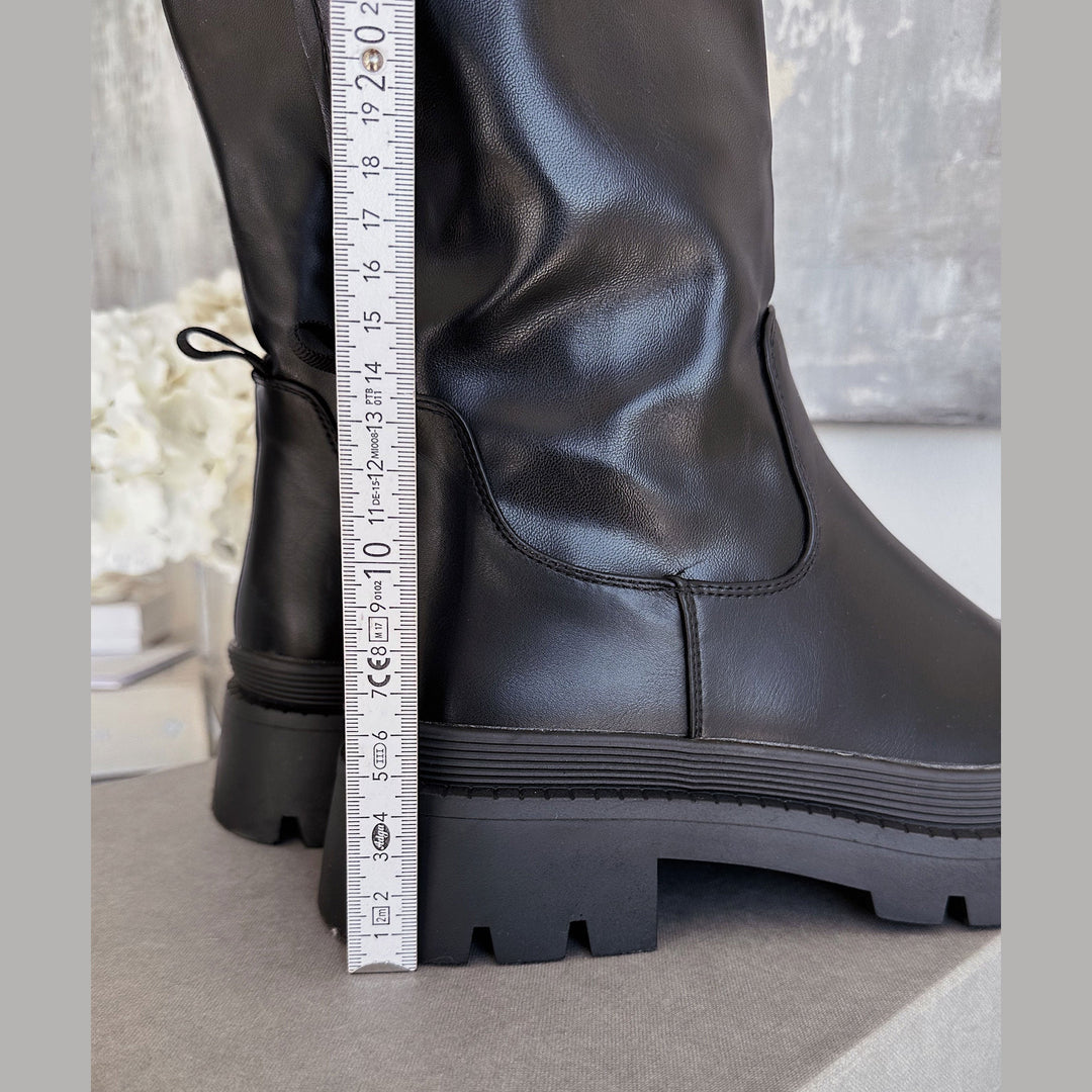 Clarisse | Bottes hautes noires à plateforme