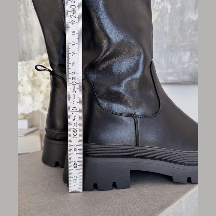 Clarisse | Bottes hautes noires à plateforme