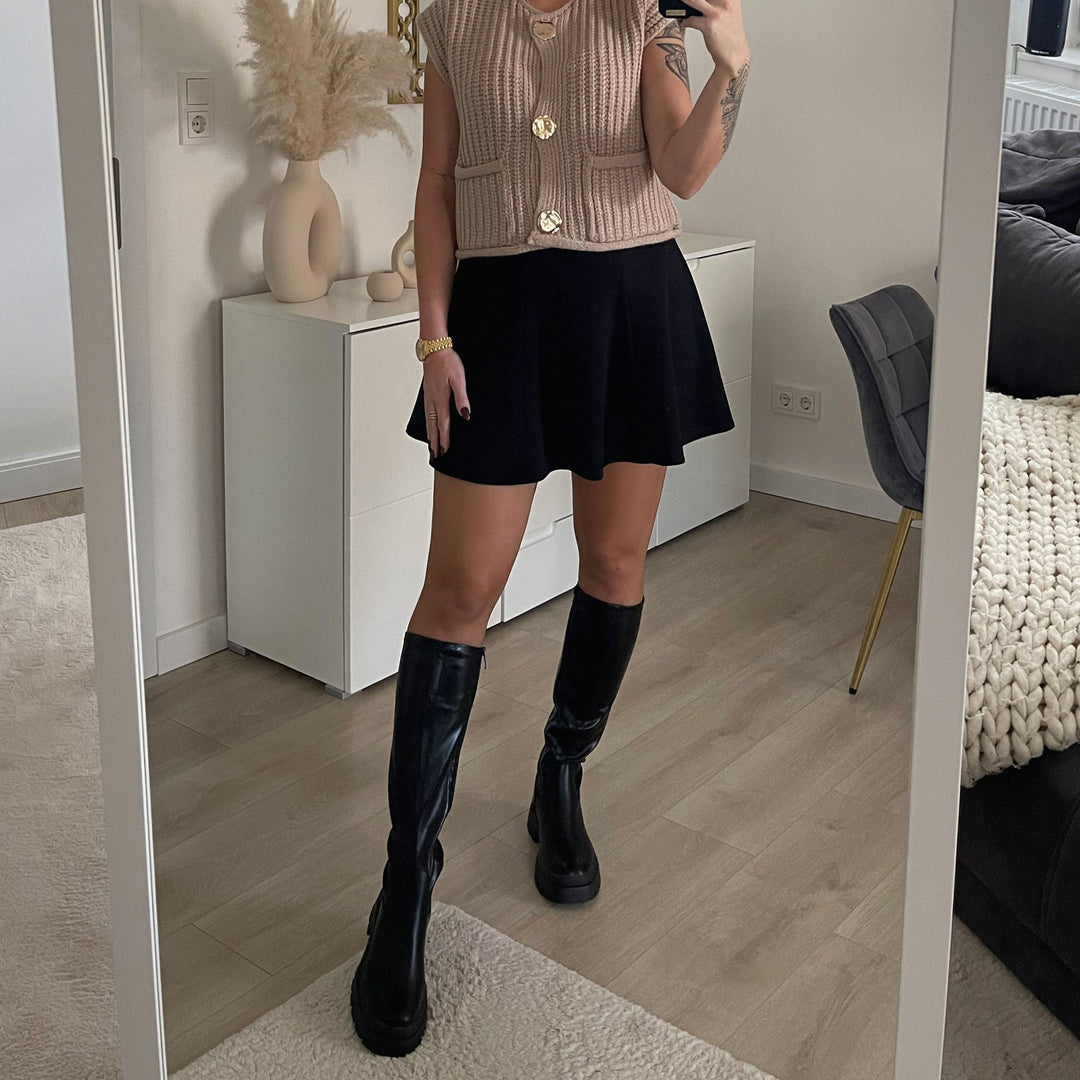 Clarisse | Bottes hautes noires à plateforme