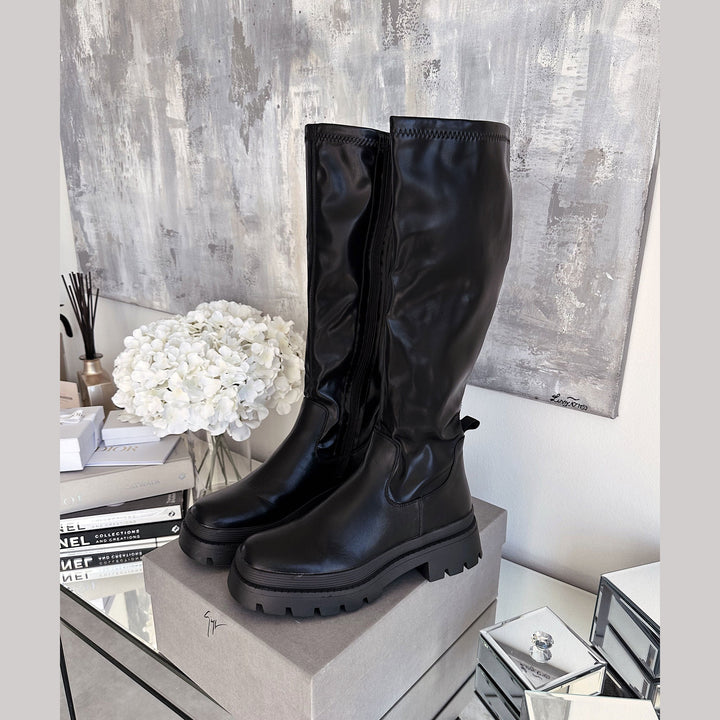 Clarisse | Bottes hautes noires à plateforme