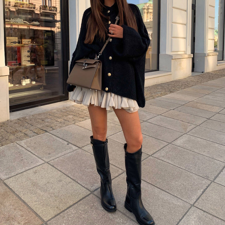 Salomé | Bottes hautes noires à boucle décorative