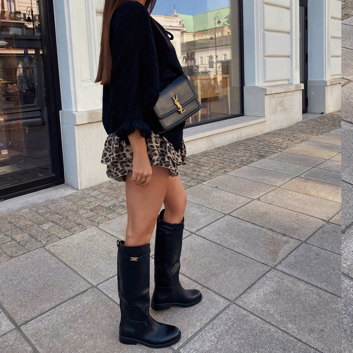 Salomé | Bottes hautes noires à boucle décorative
